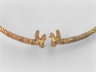 Neck Ring with points in the form of Scythian Horsemen, detail, Greek work from the Bosporan Kingdom, 4th century BC